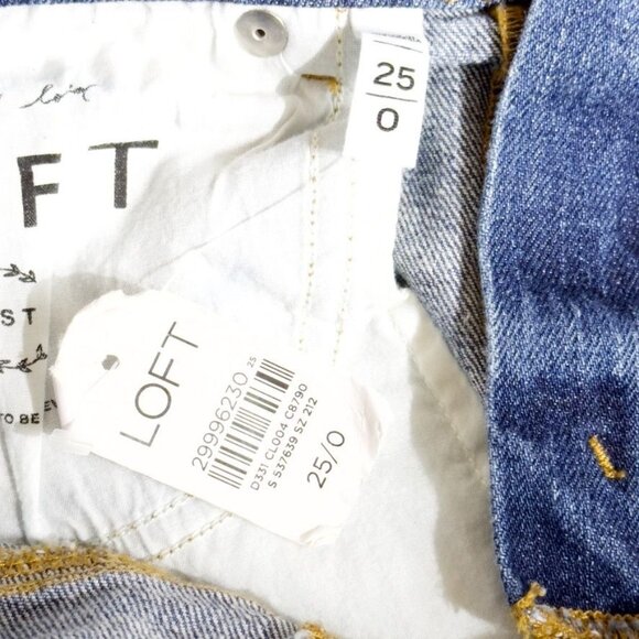 ANN TAYLOR LOFT Women's High-Rise Cotton Stretch Denim Shorts Raw Hem Size 25/0 - Picture 5 of 9